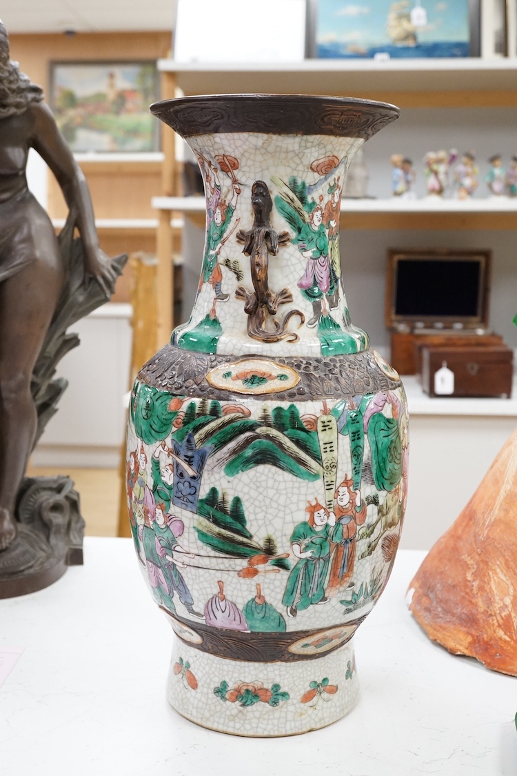 A large Chinese baluster crackle glazed vase, early 20th century, 44.5cm high. Condition - fair